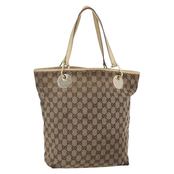 GUCCI GG Canvas Tote Bag Beige Gold - Picture 1 of 12